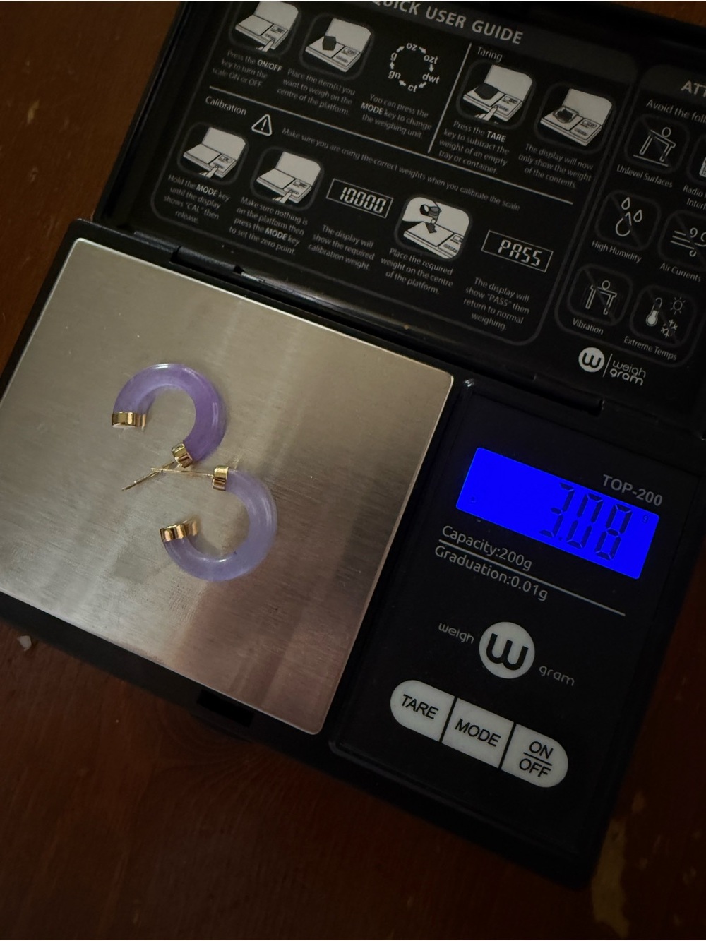 14K Yellow Gold and Purple Jade Earrings